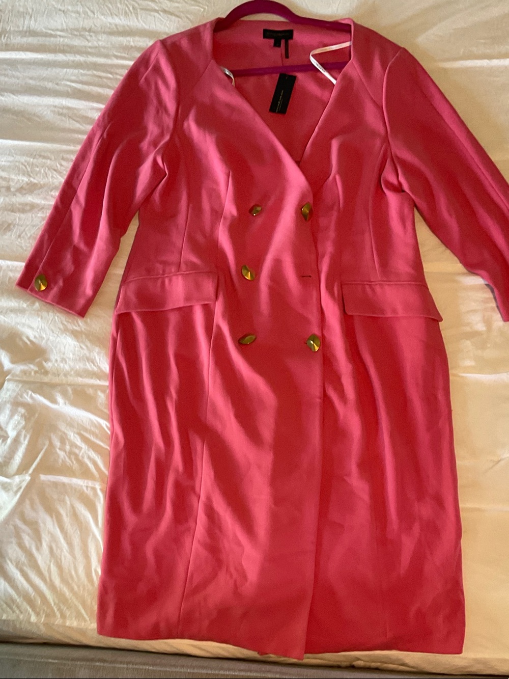 Donna Karan Bright Pink Double-Breasted Blazer Dress